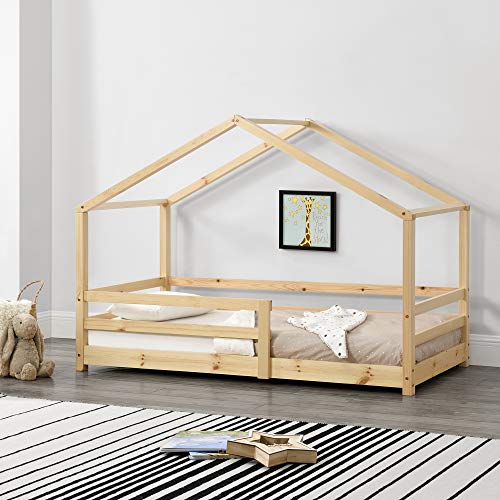 Kinderbett mit Rausfallschutz 90x200 cm Bettenhaus Hausbett Weiß