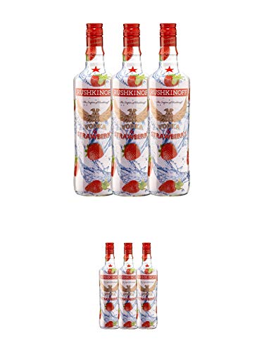 Rushkinoff Vodka & STRAWBERRY 3 x 1,0 Liter + Rushkinoff Vodka & STRAWBERRY 3 x 1,0 Liter