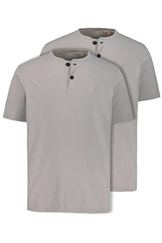 JP 1880 Herren große Größen bis 7XL, T-Shirt im Doppelpack, Henley-Shirt, Rundhalsausschnitt, Knopfleiste, schwarz, schwarz L 708420 10-L