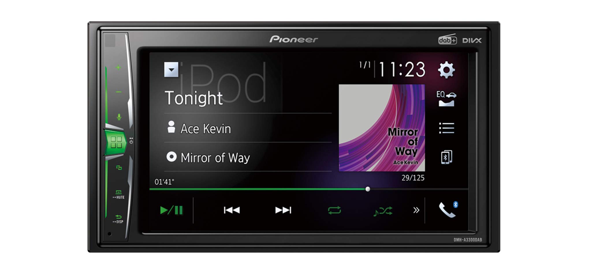 Pioneer DMH-A3300DAB 2-DIN-Multimedia Player, 6,2-Zoll ClearType-Touchscreen, Smartphone-Anbindung, USB, DAB/DAB+ Digitalradio, WebLink, Bluetooth, 13-Band-Grafikequalizer