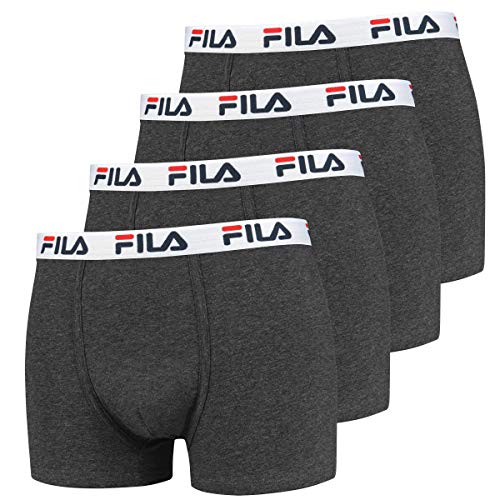 Fila 4er Vorteilspack Herren Boxershorts - Logo Pants - Einfarbig - Bequem - Stretch - viele Farben (Anthrazit, L - 4er Pack)