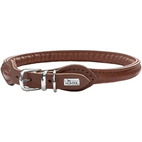 HUNTER ROUND & SOFT Halsband für Hunde, Leder, Nappa, rundgenäht, weich, 45, braun