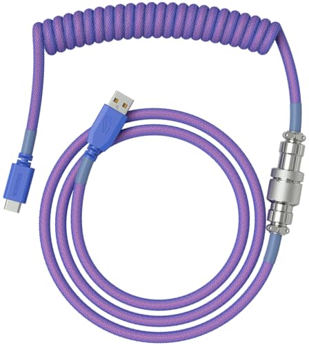 Glorious PC Gaming Race Coiled Cable Nebula, USB-C auf USB-A Spiralkabel - 1,37m (violett)