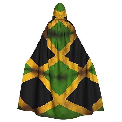 RFSHOP Halloween-Kapuzenumhang für Erwachsene – 100 % Polyesterfaser – übergroße Kapuze mit Fliege – bequem und langlebig, alte jamaikanische Flaggen-Drucke, schwarz
