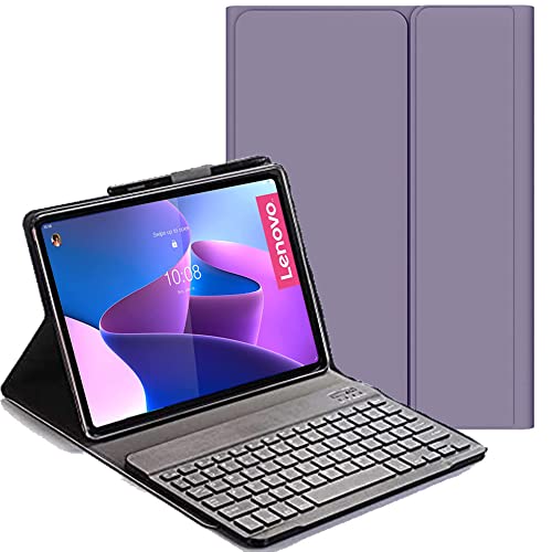 YHFZR Tastatur Hülle für Lenovo Tab P12 Pro, [AZERTY] Ultradünn Flip Entfernbar Drahtloser Keyboardständer Ledertasche für Lenovo Tab P12 Pro 12,6 Zoll, Violett