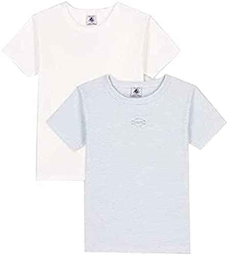 Petit Bateau Jungen A0550 T-Shirt, Goma/Marshmallow + Marshmallow, 12 Jahre (2er Pack)