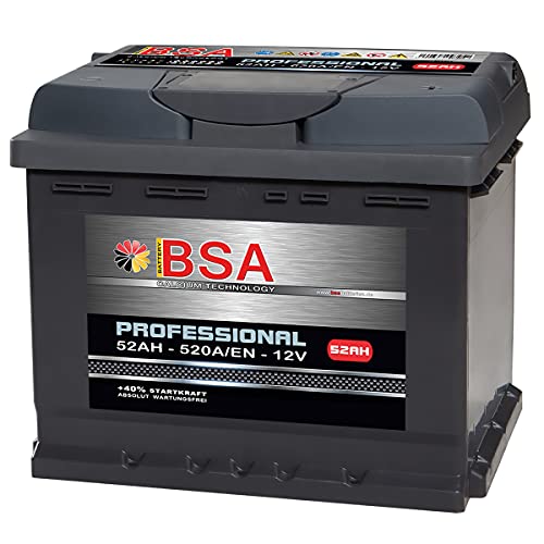 BSA Autobatterie 52Ah 12V 520A/EN ersetzt 44Ah 45Ah 50Ah Extreme Startkraft