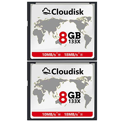 Cloudisk 2X CF Karte 8 GB Compact Flash Speicherkarte Leistung für Vintage Digitalkamera (2PACK 8GB 133X)