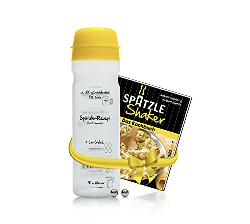 Spätzle-Shaker Set gelb 4 Portionen 875ml Das patentierte Original Made in Germany + Kochbuch