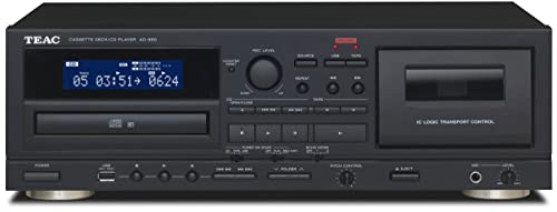 Teac AD-850(B) CD und Kassetten Player (Tapedeck, CD Musik-Spieler, mit Aufnahmefunktion für USB-Speicher, Karaoke-Funktion, Mikrofoneingang, CD-R/RW und MP3-Wiedergabe), Schwarz