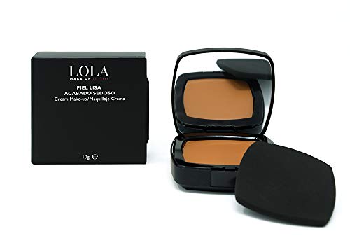 Lola Make-Up Creme Foundation Dark Beige mit LSF 15, hohe Deckkraft, matt seidiges Finish, angereichert mit Vitaminen, mineralölfrei, mit großem Spiegel und Applikator Nr. B018