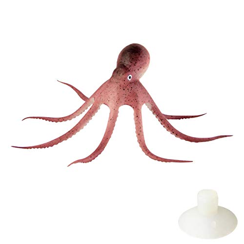COMOK lebensechte Silikon-Dekoration für Aquarien, beweglich, schwimmender Oktopus, mit Saugnapf