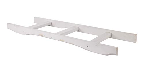 Obstkisten-online 1x weiße Holzleiter mit 4 Sprossen -NEU- 100cm - als Handtuchhalter weiß, Wanddeko, Lampenhalter, Rankgitter - Deko für innen & außen