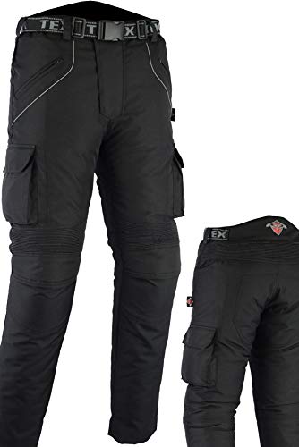Texpeed Herren Motorradhose mit Protektoren - Wasserdicht - Textil - Cordura - Schwarz - Alle Größen - 36W / 28L