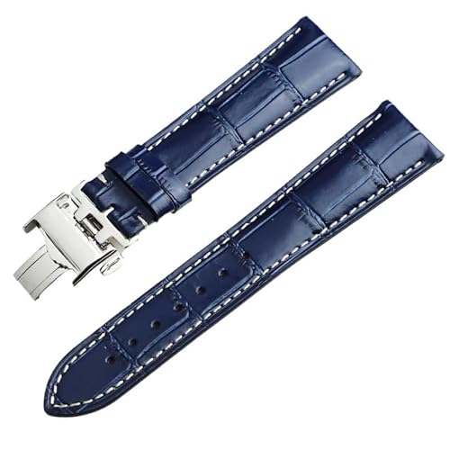 GeRnie Cowhide Leather Watchbands Made for L2 L4 Collection Flagship Strap Watch Bands Calfskin Armband L2.628.673, Blau Silber, 20mm(Buckle 18mm), Rucksäcke