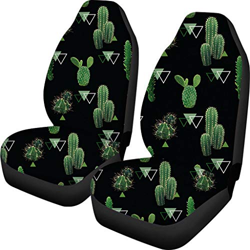 Binienty Autositzbezug im tropischen Kaktus-Design, nur Vordersitze, komplettes 2er-Set, Auto-Vordersitzbezüge, dehnbar