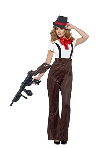 Smiffys 24635X1 - Fever Damen Glam Gangster Kostüm, Größe: 48-50, schwarz/rot