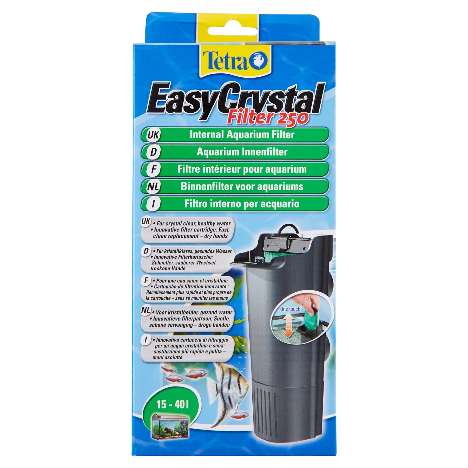 Tetra EasyCrystal Aquarium Innenfilter IN 250 - Filter für 10-40 L Aquarien, für kristallklares gesundes Wasser, einfache Pflege, intensive mechanische, biologische und chemische Filterung