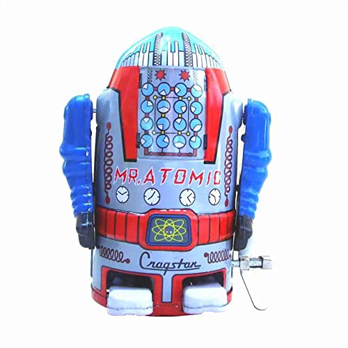 FLADO MS632 Weltraumroboter, Aufziehspielzeug, Retro-Blechspielzeug, Sammlerspielzeug für Erwachsene, kreatives Kunsthandwerk, Vintage-Sammlerstück, Kindergeschenk für Jungen und Mädchen (Silber)