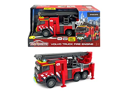 Majorette Volvo Truck Feuerwehrwagen NL, 19 cm, Licht und Ton, Metall, Spielzeugfahrzeug