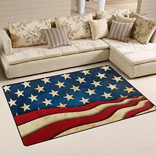 Naanle Vintage American Flag Star and Stripe Anti-Rutsch-Teppich für Wohnzimmer, Esszimmer, Schlafzimmer, Küche, 50 x 80 cm, multi, 100 x 150 cm(3' x 5')