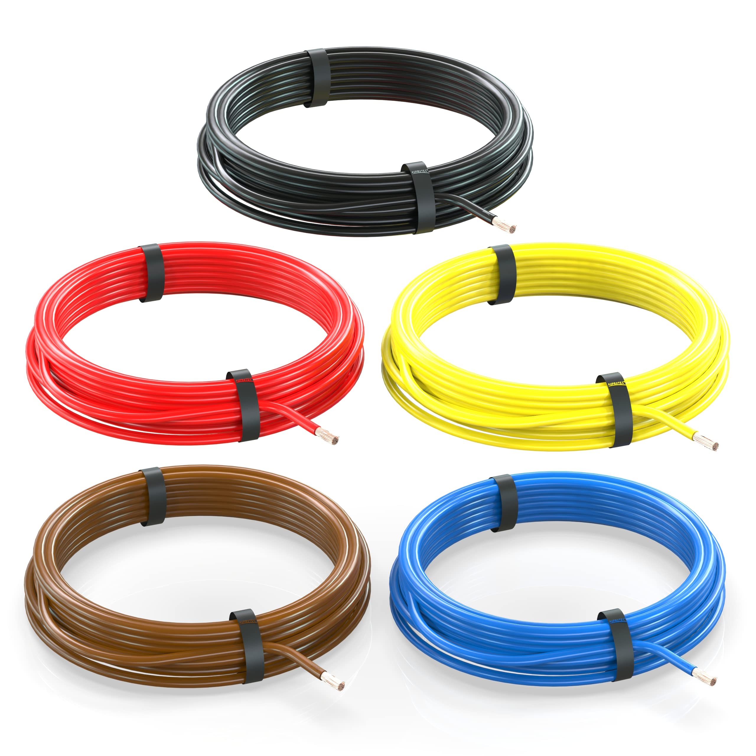 AUPROTEC Fahrzeugleitung 1,5 mm² Set 5 Farben à 10m FLRY-B als Ring