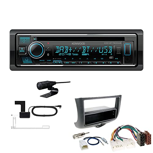 Kenwood KDC-BT760DAB 1-DIN Autoradio CD-Tuner mit Bluetooth Digitalradio DAB+ inkl. Einbauset passend für Toyota Yaris Verso 1999-2003 schwarz