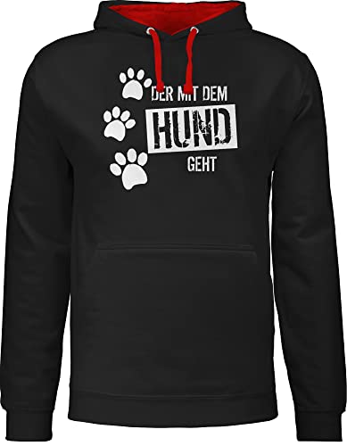 Shirtracer Hunde - Der mit dem Hund geht - XL - Schwarz/Rot - JH003 - Kontrast Hoodie