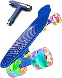 Deleven Skateboard Mini Cruiser komplett 56cm LED-Blitzräder oder Normale Räder Kinder Jungen Mädchen anfänger Erwachsene Leuchtrollen