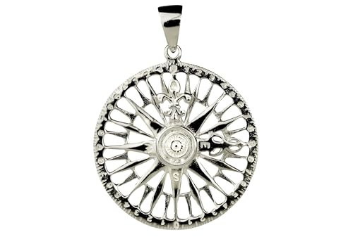SILBERMOOS Damen Herren Anhänger Kompass Windrose Nautik Seefahrt maritim glänzend 925 Sterling Silber