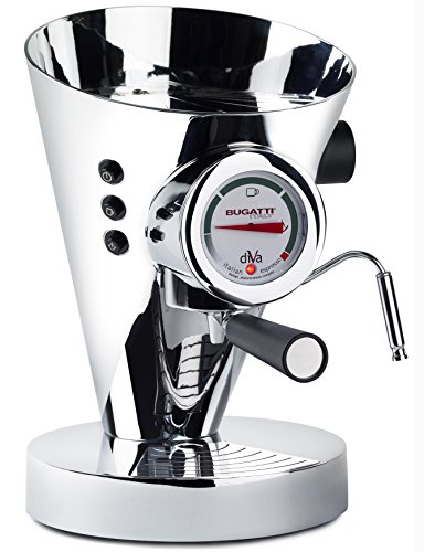 BUGATTI, DIVA EVOLUTION Espressomaschine Kaffee- und Cappuccinomaschine für gemahlenen Kaffee und Kapseln, Non-Stop Dampffunktion, 15 bar, 950 W, Fassungsvermögen 0,8 Liter, edles Design (Chrom)