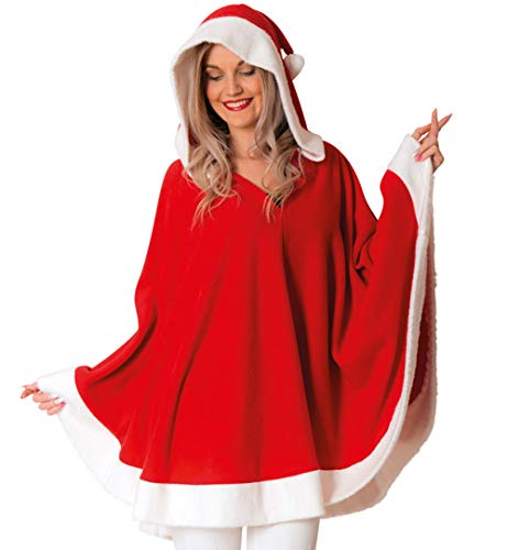 FRIES Miss Santa Claus Kapuzenponcho Nikolausin Nikolaus Damen Kostüm