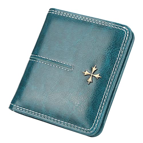 niei Geldbörsen für Damen Slim Women Wallets Mini Card Holder Leather Short Desigh Female Purse Coin Holder Women Wallets (Color : Blue)