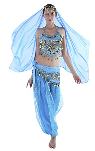 Genie Kostüm Damen 1001 Nacht Kostüm Damen Erwachsene Indische Bauchtänzerin Kostüme Blue