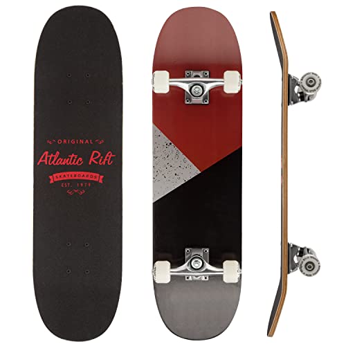 Deuba Atlantic Rift Skateboard Skate Board Komplettboard Deck Funboard Holzboard ABEC 9 80x24cm Ahornholz Farbauswahl