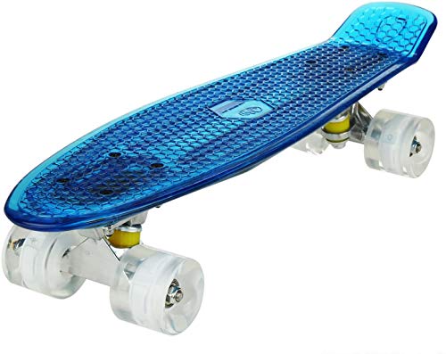 WeSkate 55cm Skateboard Complete Crystal 22" Cruiser Skate Board mit LED leuchten Räder/Deck
