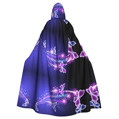 Sylale Niedlicher lila Schmetterling Unisex Kapuzenumhang Weihnachten Fasching Halloween Cosplay Kostüm für Erwachsene