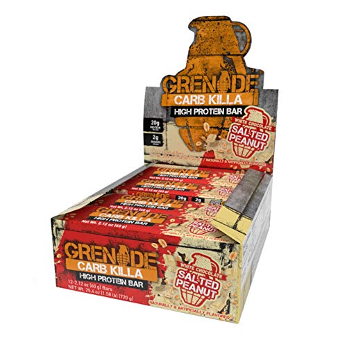Grenade Carb Killa High Protein and Low Sugar Candy Bar, 12 X 60 g - White Chocolate Salted Peanut