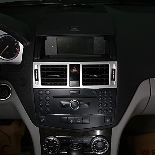 ABS Auto Mittelkonsole Klimaanlage Lüftungsgitter Rahmen Verkleidung für Benz C-Klasse W204 2007–2010 Autozubehör (Silber)