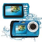 Easypix Aquapix 'Edge' Unterwasserkamera mit Zwei Displays, wasserfest bis 3 m, bis zu 48 MP Auflösung, 16x Digital-Zoom, 13 MP Sensor, Video bis 4K, Eisblau