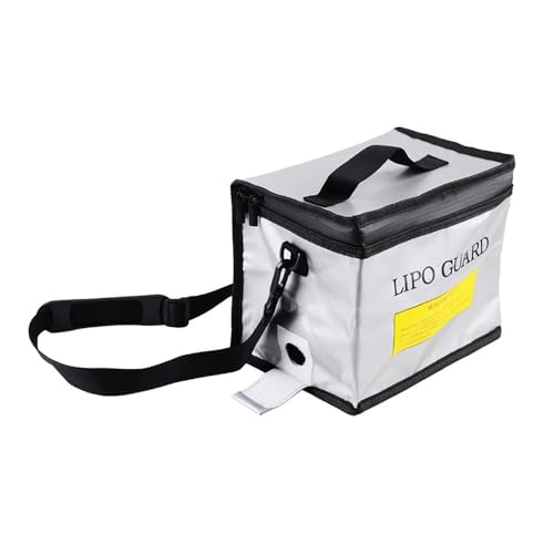 HUTIANSN Lipo-Batterie-sichere Tasche, 215 x 145 x 165 mm, feuerfeste explosionsgeschützte Tasche, RC Lipo-Batterieschutz, sichere tragbare Aufbewahrungshandtasche (Color : with Strap)