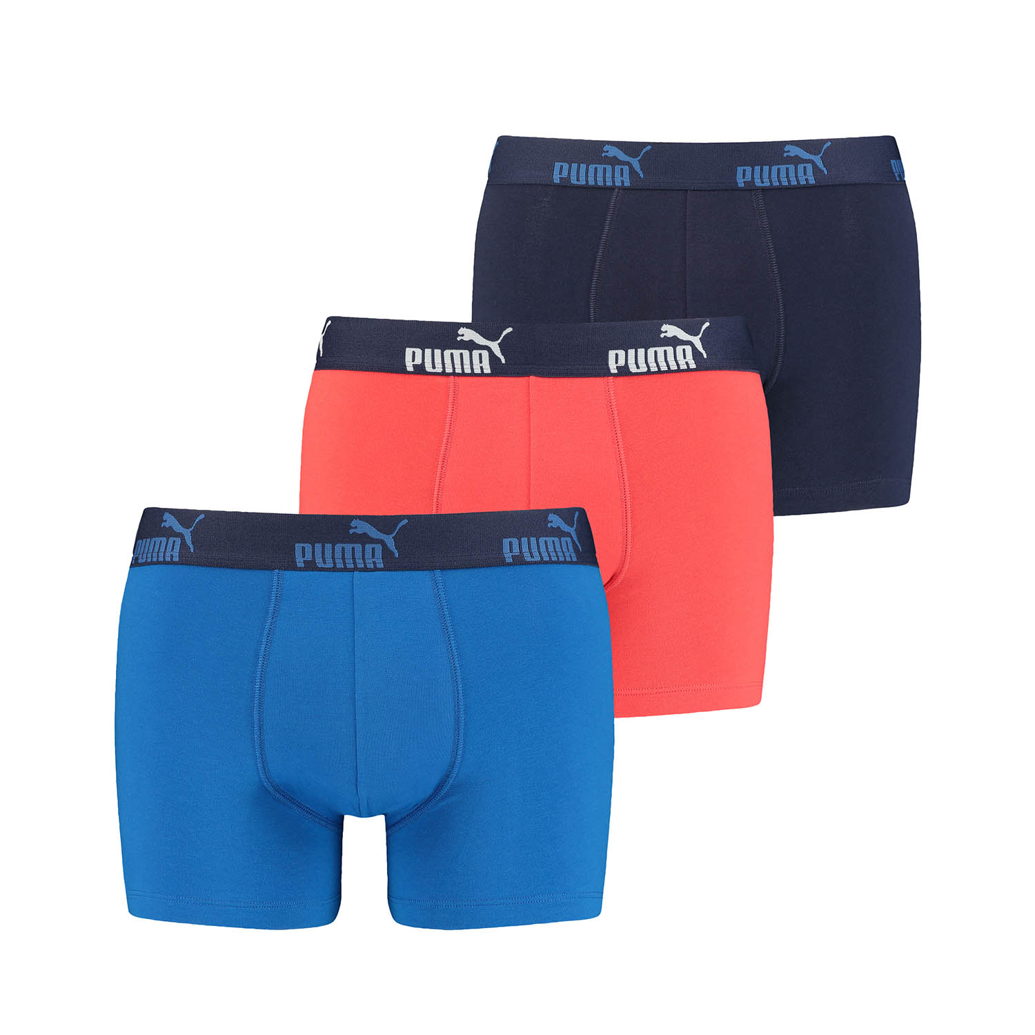 PUMA 12 er Pack Boxer Boxershorts Herren Unterwäsche sportliche Retro Pants, Farbe:Red/Blue, Bekleidungsgröße:S