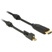 DeLock Kabel Mini Displayport 1.2 Stecker mit Schraube > HDMI Stecker 4K Aktiv schwarz 3 m