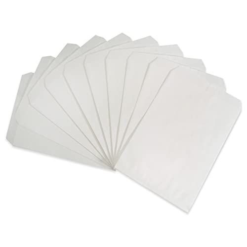 CuteBox 100 weiße flache Papier-Geschenktüten (12,7 x 17,8 cm) für Waren, Handwerk, Gastgeschenke, Einzelhandel