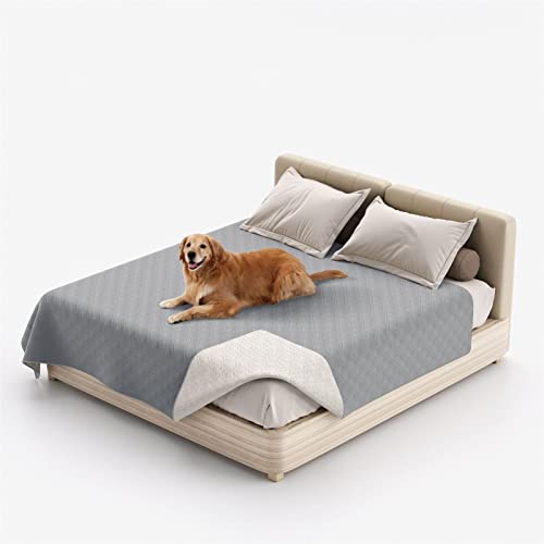 HOMDECR wasserdichte Hundedecke Für Couch, Waschbare Haustier-Couch-Abdeckung, rutschfeste Bettsofa-Möbelschutzmatte (86x82 Inch,Grey 1)