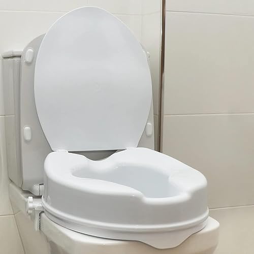 OrtoPrime WC-Sitzerhöhung für Erwachsene, mit Deckel, Höhe 10 cm, orthopädischer WC-Sitz mit seitlichen Sicherheitsverschlüssen – Universal-WC-Sitzerhöhung anpassbar – WC-Sitzerhöhung