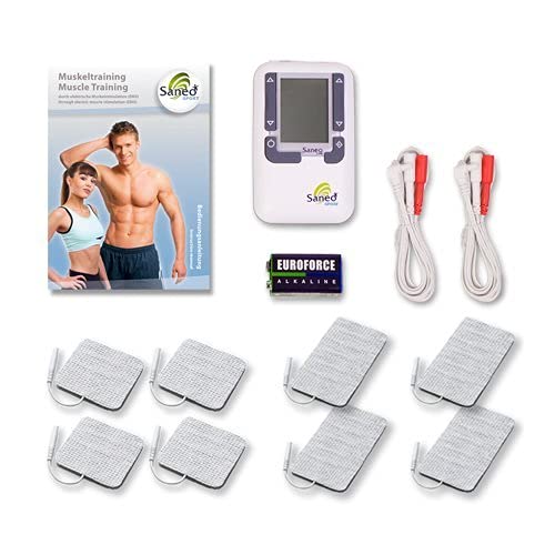 SaneoSPORT Muskeltraining elektrischer EMS TENS Muskelstimulator für Muskelaufbau am gesamten Körper | deutsche Markenqualität