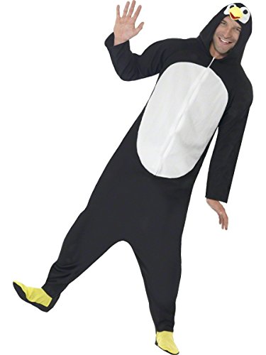 Smiffys, Herren Pinguin Kostüm, All-in-One mit Kapuze, Größe: M, 23632