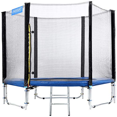 MONZANA® Trampolin Ø 183 cm TÜV Süd GS Zertifiziert Komplettset inkl. Sicherheitsnetz, Leiter, Randabdeckung & Zubehör Kindertrampolin Gartentrampolin