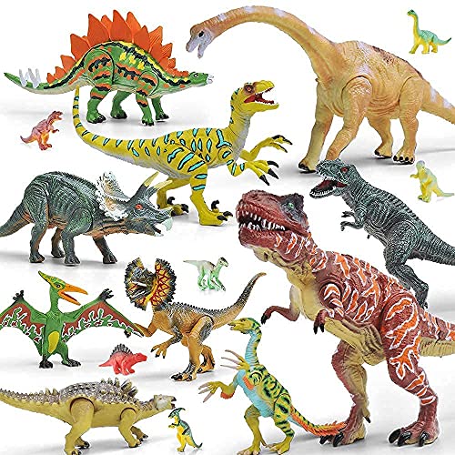 GizmoVine Dinosaurier Spielzeug 20 Stücke 13-23cm Beweglich Dinosaurier Einschließlich Tyrannosaurus Rex, Triceratops Pädagogisches Baby Spielzeug Tiere Spielzeug Geschenke für Kinder Junge Geburtstag
